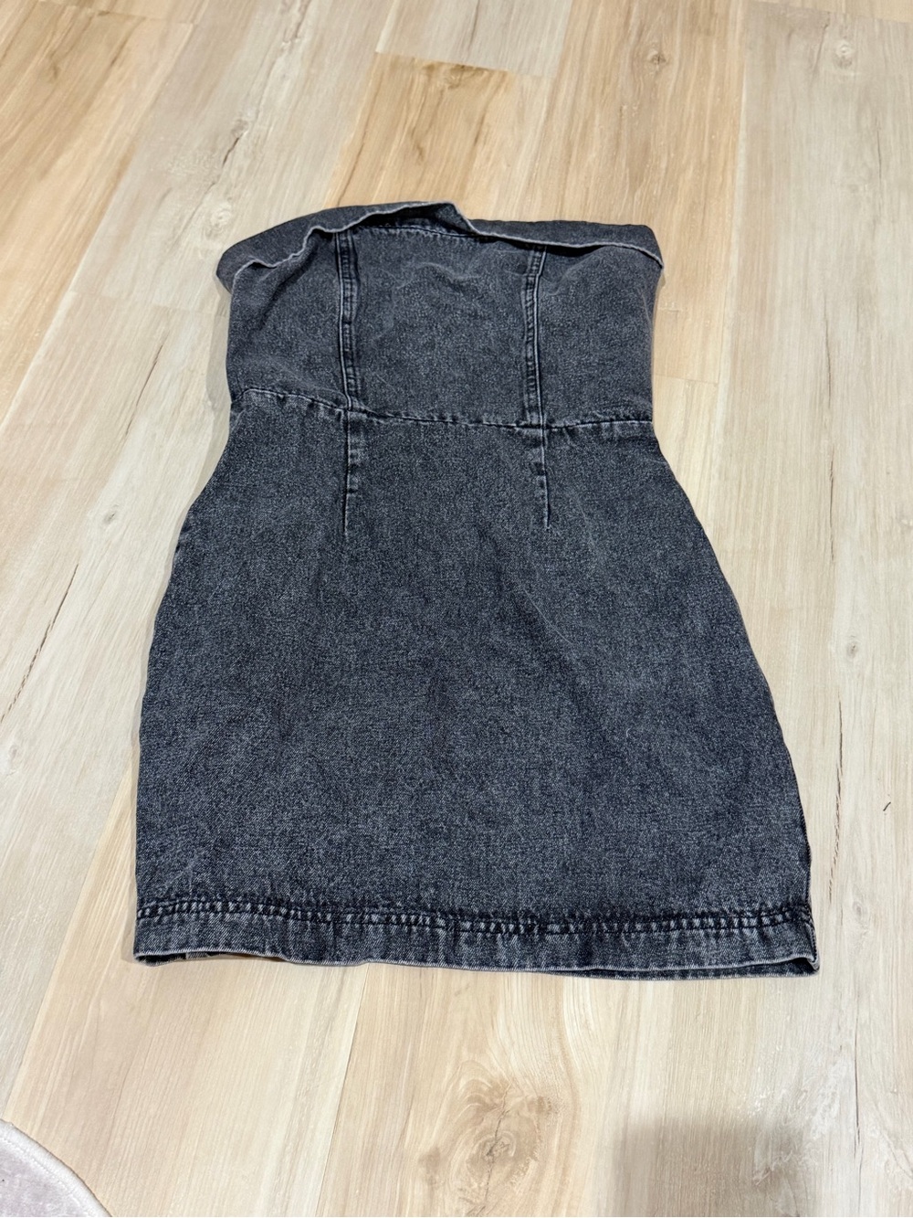 Vici Strapless Black Washed Denim Mini Dress